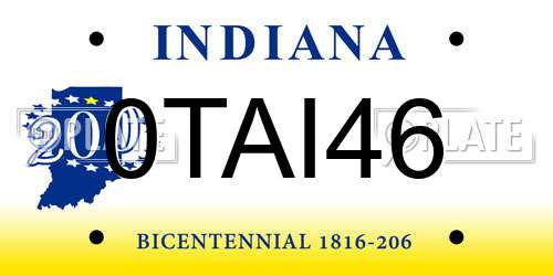 0TAI46 Indiana License Plate