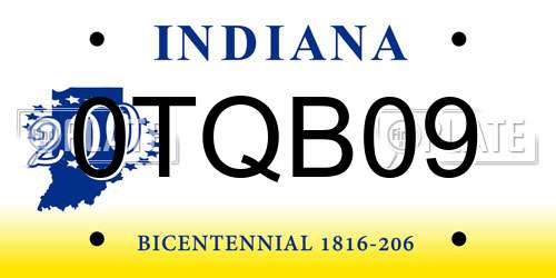 0TQB09 Indiana License Plate