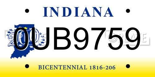 0UB9759 Indiana License Plate