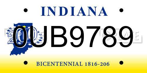 0UB9789 Indiana License Plate
