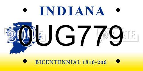 0UG779 Indiana License Plate