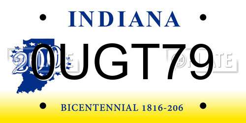 0UGT79 Indiana License Plate