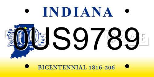0US9789 Indiana License Plate