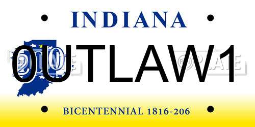 0UTLAW1 Indiana License Plate