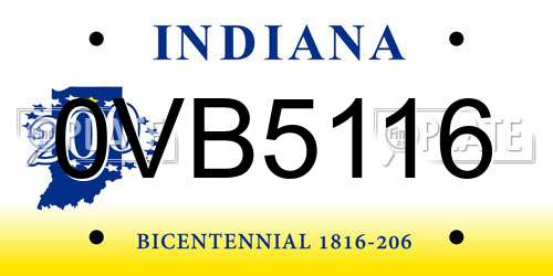 0VB5116 Indiana License Plate