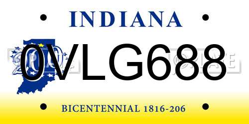 0VLG688 Indiana License Plate