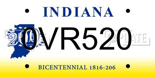 0VR520 Indiana License Plate