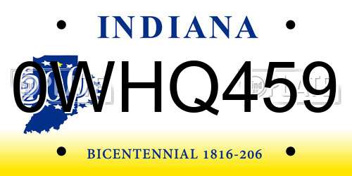 0WHQ459 Indiana License Plate