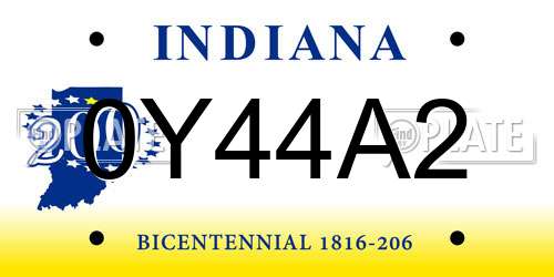 0Y44A2 Indiana License Plate