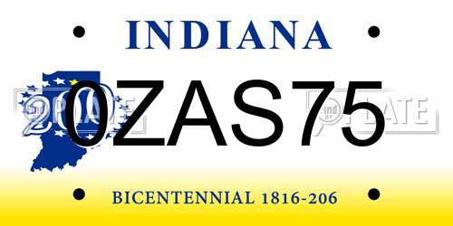 0ZAS75 Indiana License Plate
