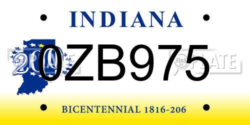 0ZB975 Indiana License Plate