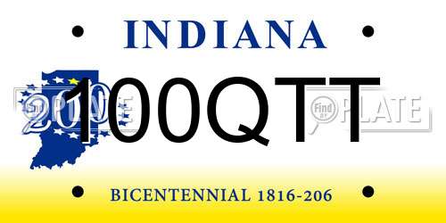 100QTT Indiana License Plate
