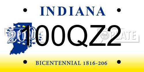 100QZ2 Indiana License Plate