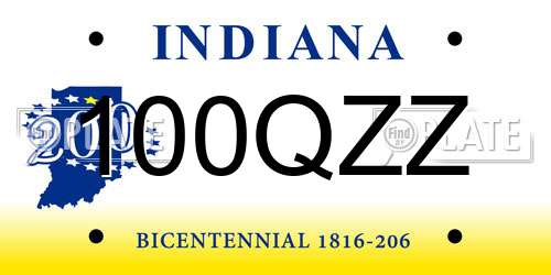 100QZZ Indiana License Plate