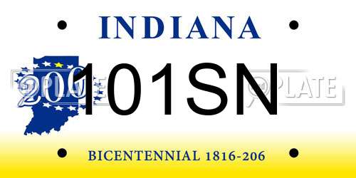 101SN Indiana License Plate