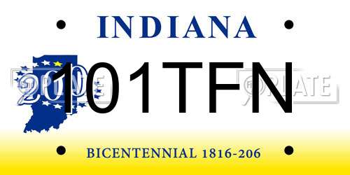 101TFN Indiana License Plate