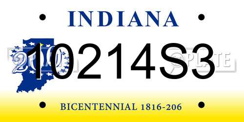10214S3 Indiana License Plate