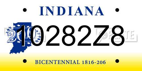10282Z8 Indiana License Plate