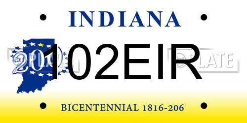 102EIR Indiana License Plate