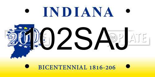 102SAJ Indiana License Plate