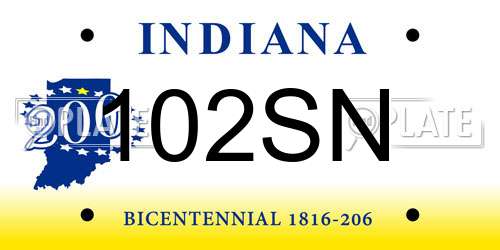 102SN Indiana License Plate