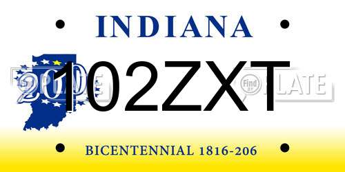 102ZXT Indiana License Plate