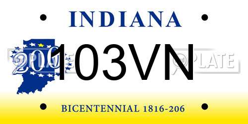 103VN Indiana License Plate