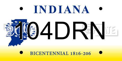 104DRN Indiana License Plate