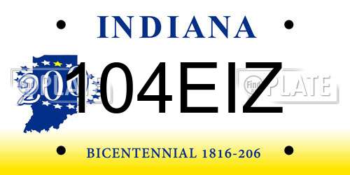 104EIZ Indiana License Plate