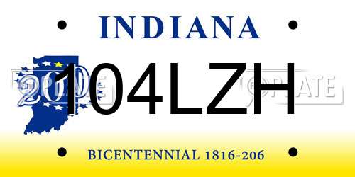 104LZH Indiana License Plate