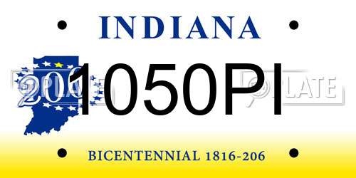 1050PI Indiana License Plate