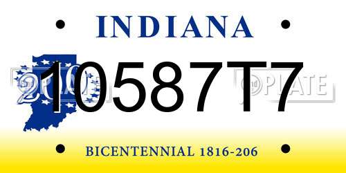 10587T7 Indiana License Plate