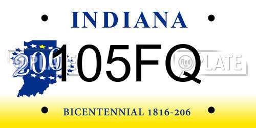 105FQ Indiana License Plate