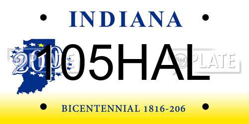 105HAL Indiana License Plate