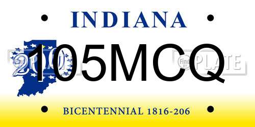 105MCQ Indiana License Plate