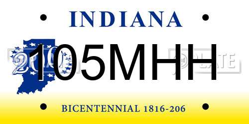 105MHH Indiana License Plate