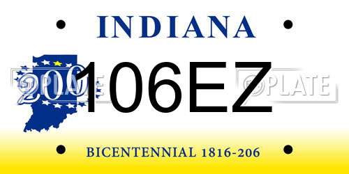 106EZ Indiana License Plate
