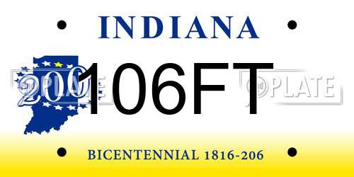 106FT Indiana License Plate