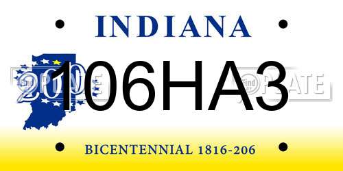 106HA3 Indiana License Plate
