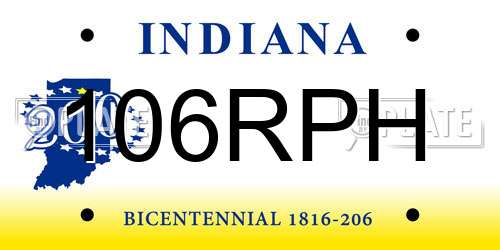 106RPH Indiana License Plate