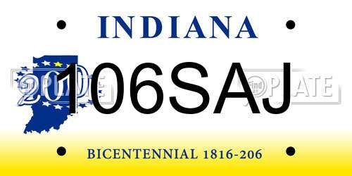 106SAJ Indiana License Plate