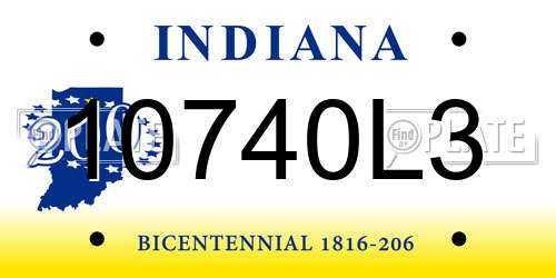 10740L3 Indiana License Plate