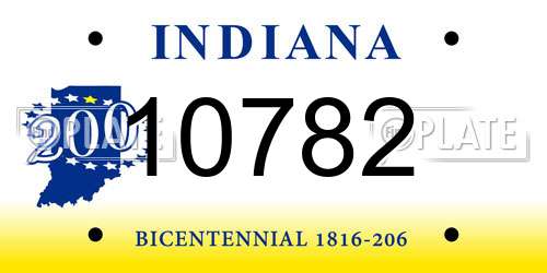 10782 Indiana License Plate