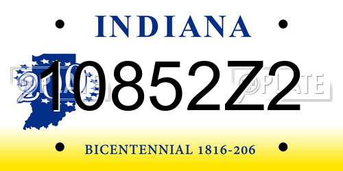 10852Z2 Indiana License Plate