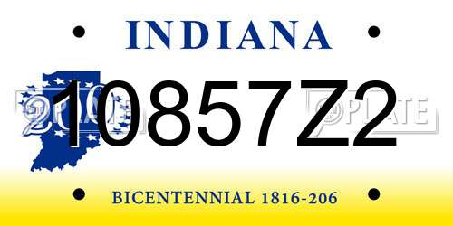 10857Z2 Indiana License Plate