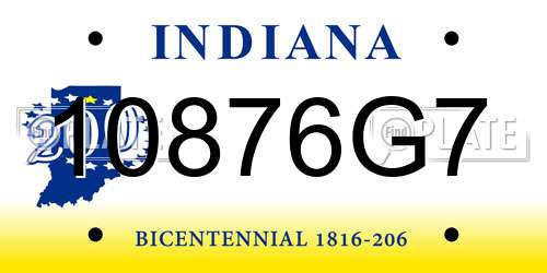 10876G7 Indiana License Plate