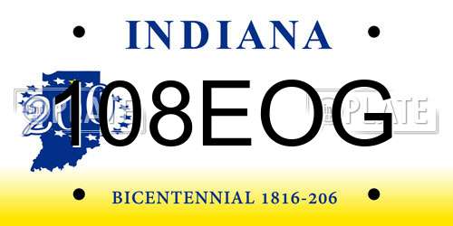 108EOG Indiana License Plate