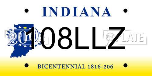108LLZ Indiana License Plate