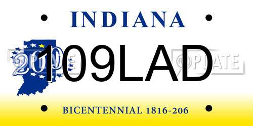 109LAD Indiana License Plate
