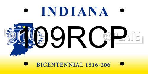 109RCP Indiana License Plate